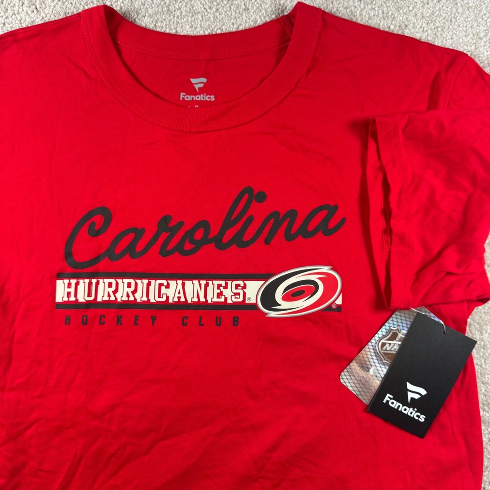 Fanatics Carolina Hurricanes NHL Hockey Club Red Graphic T-Shirt Mens Large NWT